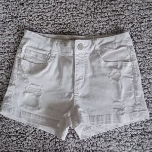 Squeeze White Distressed Jean Shorts